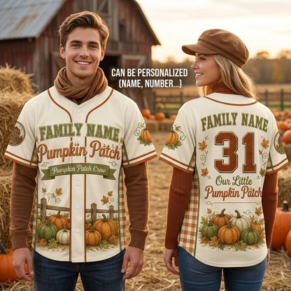 Personalized Family Name Pumpkin Patch Baseball Jersey - Custom Fall Autumn Harvest Shirt