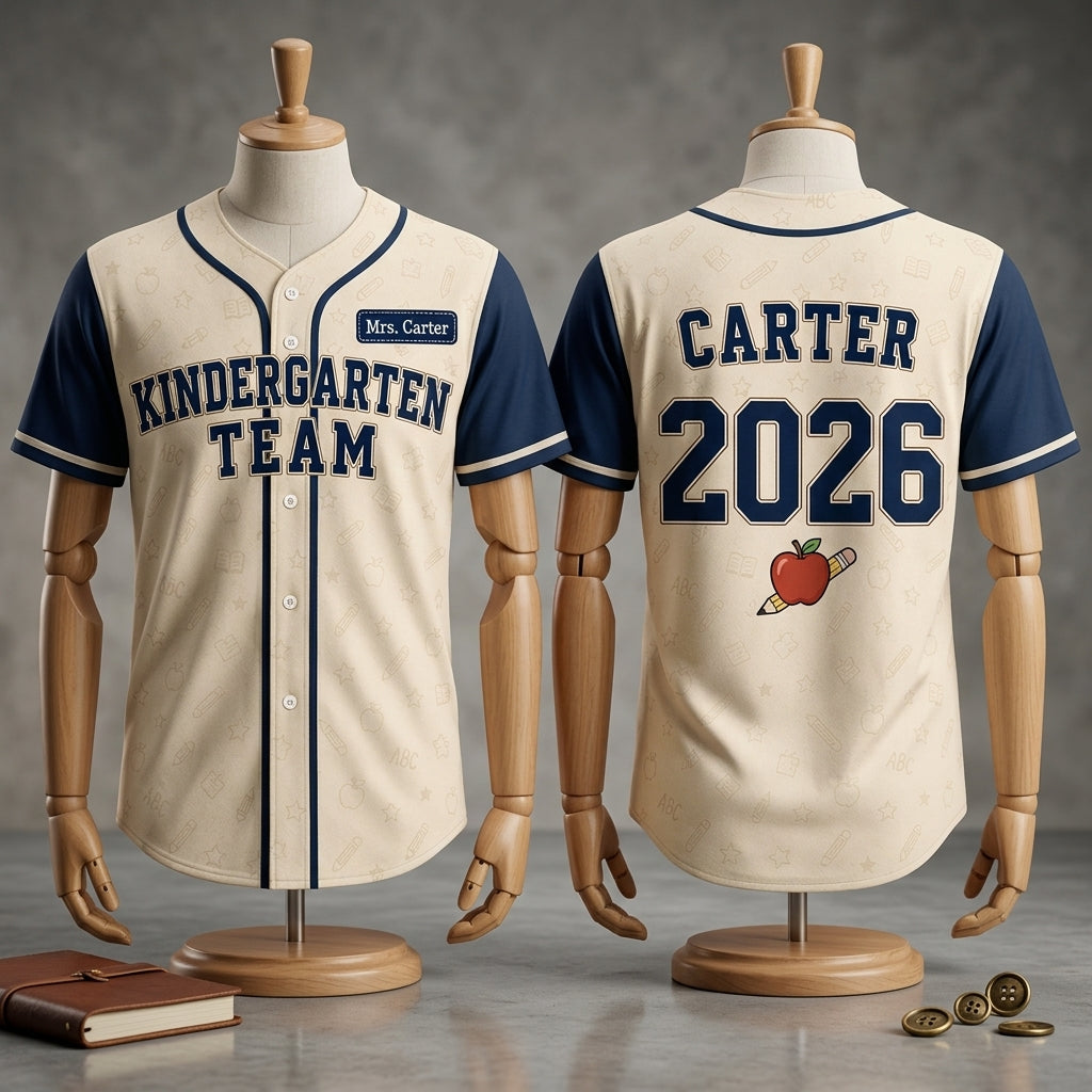 Personalized Kindergarten Team Teacher Baseball Jersey - Custom Name and Year School Spirit Shirt
