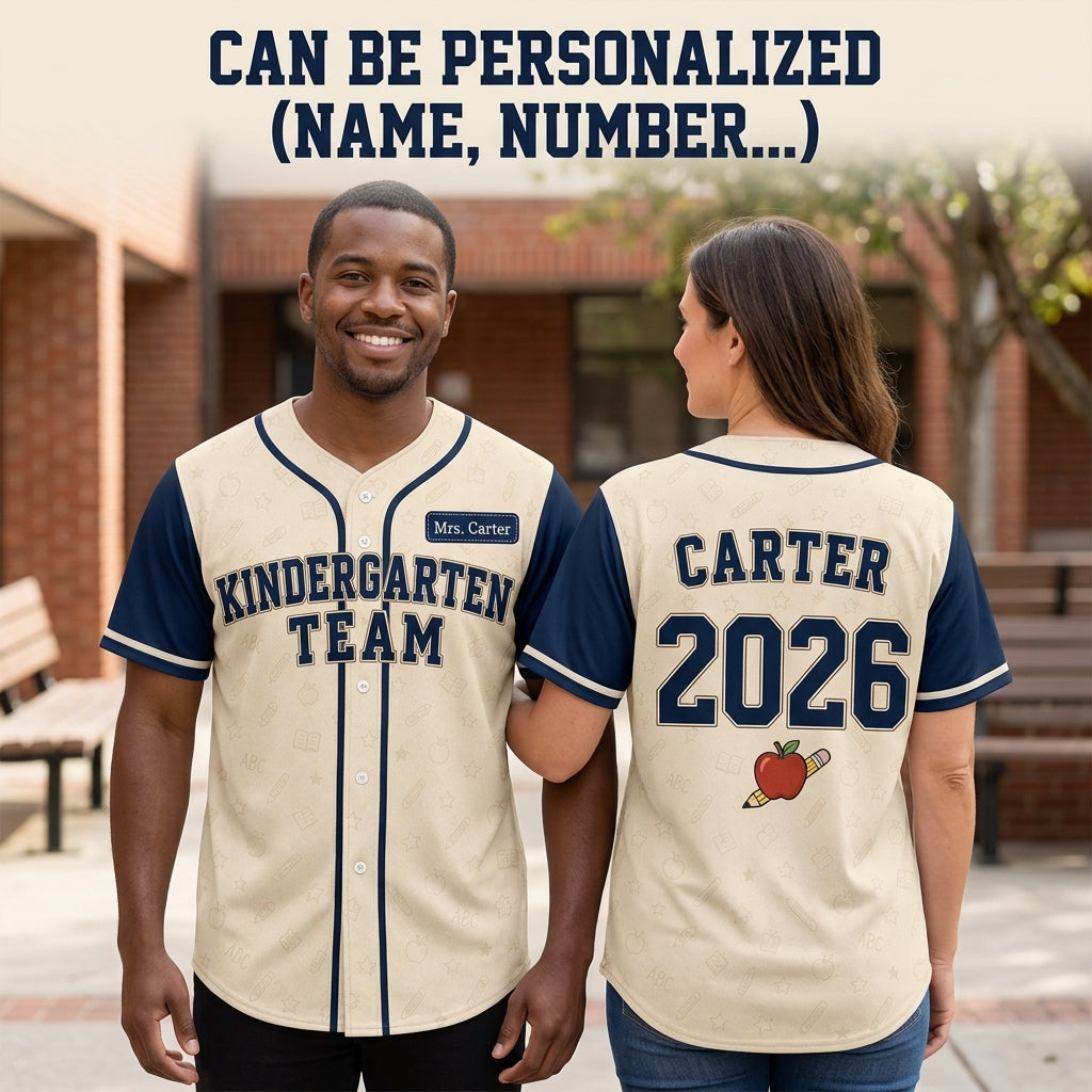Personalized Kindergarten Team Teacher Baseball Jersey - Custom Name and Year School Spirit Shirt