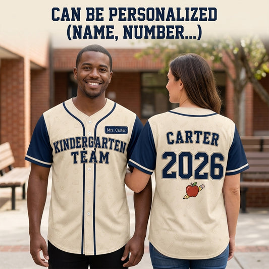 Personalized Kindergarten Team Teacher Baseball Jersey - Custom Name and Year School Spirit Shirt
