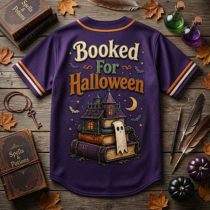 Personalized Booked For Halloween Baseball Jersey - Custom Name Spooky Bookworm Teacher Gift
