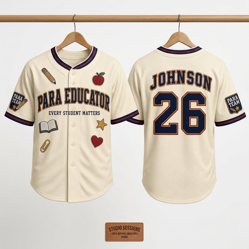 Personalized Para Educator Baseball Jersey - Custom Name & Number Teacher Gift