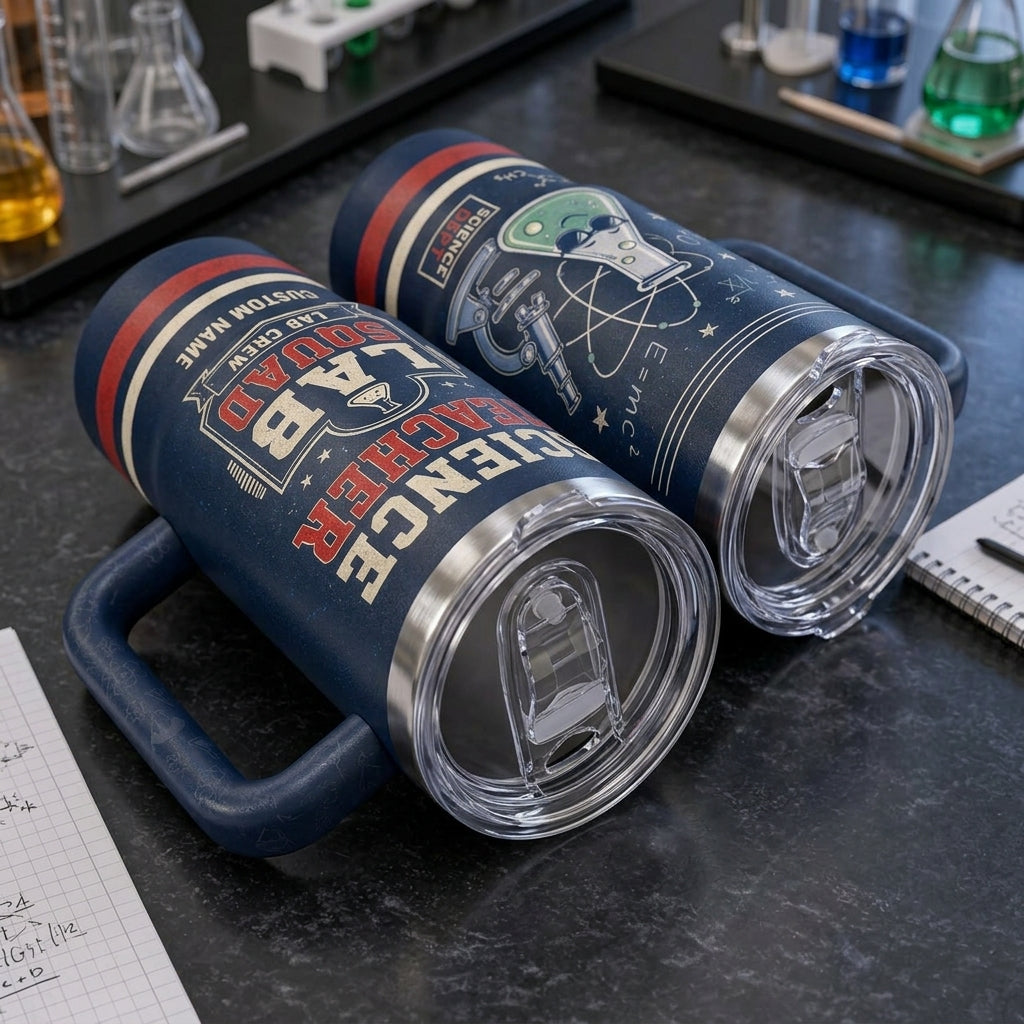 Personalized Science Teacher Lab Squad 40oz Tumbler with Handle - Custom Name Chemistry Teacher Gift