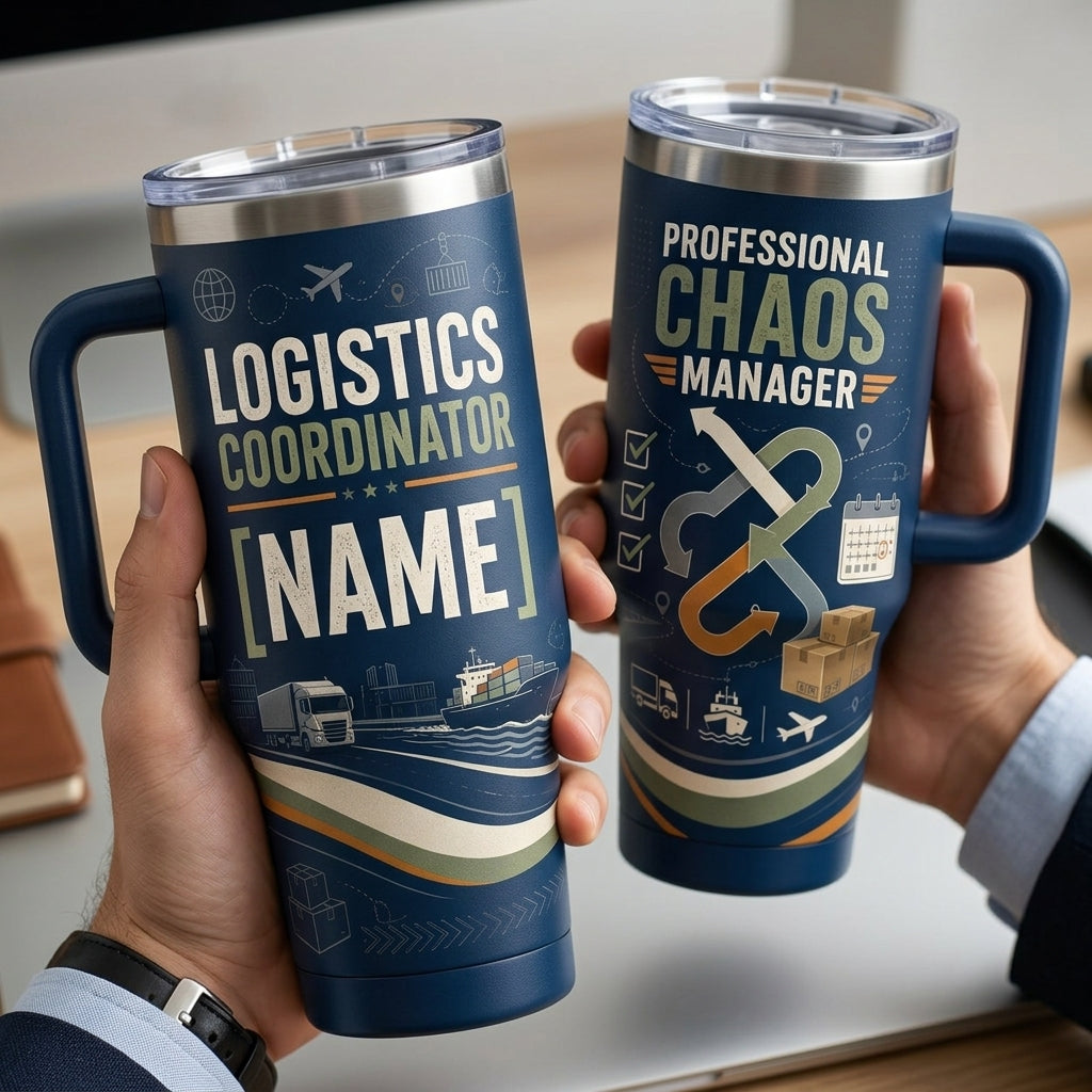 Personalized Logistics Coordinator 40oz Tumbler with Handle - Custom Professional Chaos Manager Gift - 40oz tumbler mockup 4