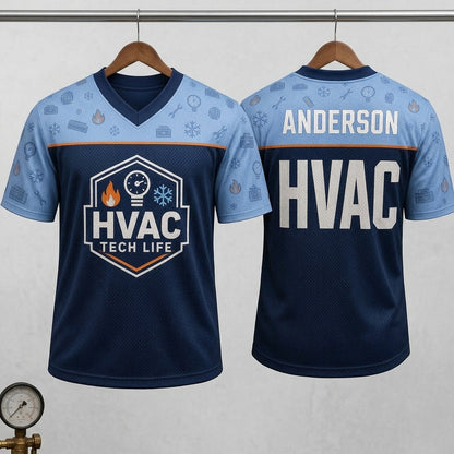 Personalized HVAC Tech Life Football Jersey - Custom Name Technician Workwear - football jersey product view 3