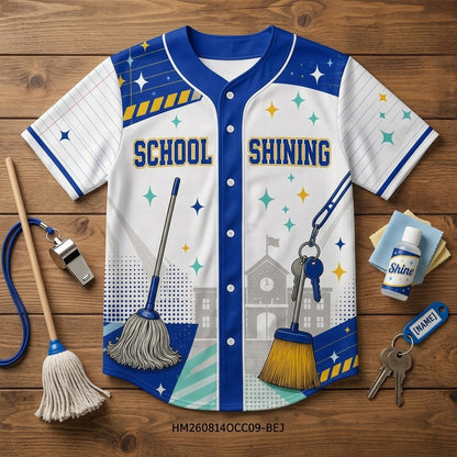 Personalized School Custodian Crew Baseball Jersey - Custom Name and Number Janitor Uniform Gift - baseball jersey product view 4
