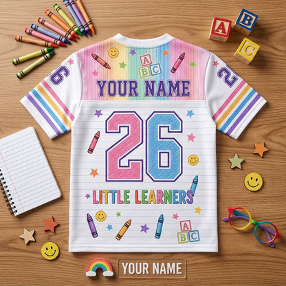 Personalized Kindergarten Team Mesh Football Jersey - Custom Name Little Learners Back to School Shirt