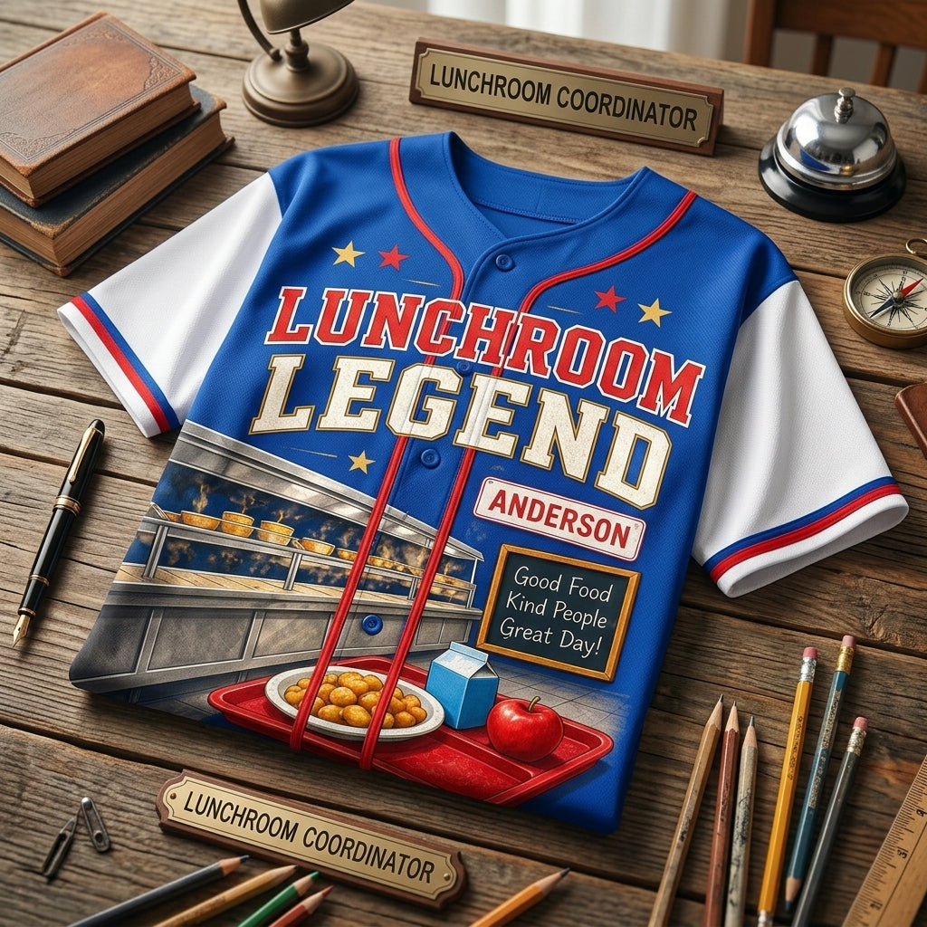 Personalized Lunchroom Legend Baseball Jersey - Custom Name School Cafeteria Worker Gift