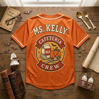 Personalized Spooky Lunch Hero Baseball Jersey - Custom Name Cafeteria Crew Halloween Ghost Shirt