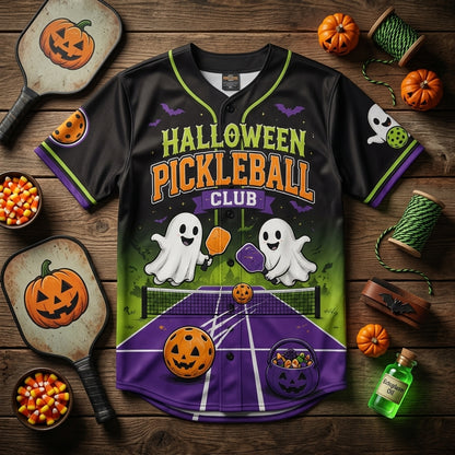Personalized Halloween Pickleball Club Jersey - Custom Name & Number Baseball Shirt for Men and Women product view 4