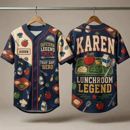 Personalized Lunchroom Legend Baseball Jersey - Custom Cafeteria Legend Crew School Staff Shirt