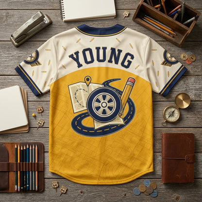 Personalized School Bus Driver Baseball Jersey - Custom Name Bus Crew Route Hero Appreciation Gift