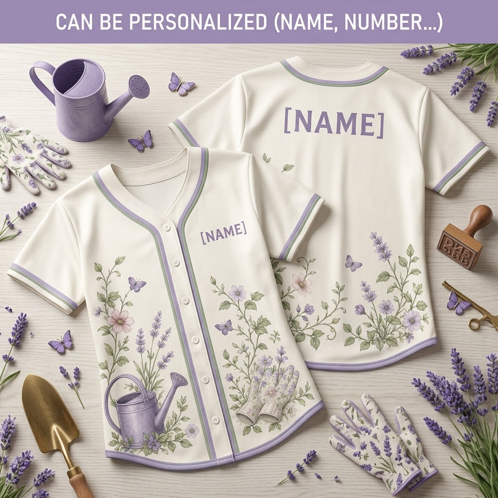 Personalized Garden Floral Baseball Jersey - Custom Name Gift for Gardeners & Plant Lovers