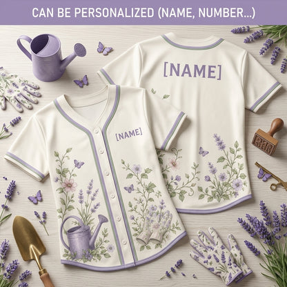 Personalized Garden Floral Baseball Jersey - Custom Name Gift for Gardeners & Plant Lovers