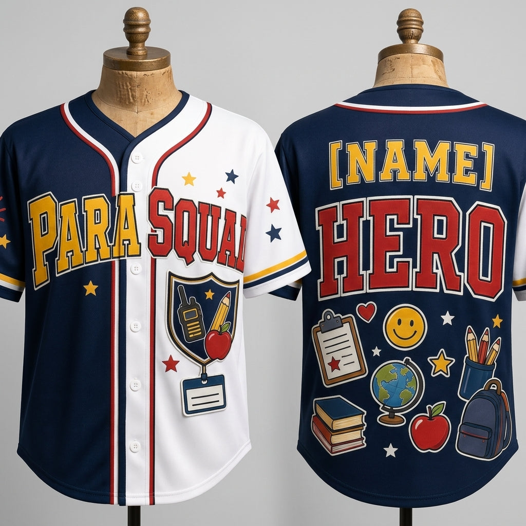 Personalized Para Squad Hero Baseball Jersey - Custom Name Gift for Paraprofessionals and Teacher Assistants