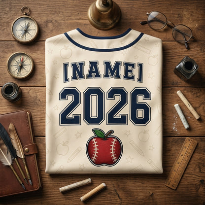 Personalized Teacher Team Baseball Jersey - Custom Name and Year School Spirit Sporty Shirt