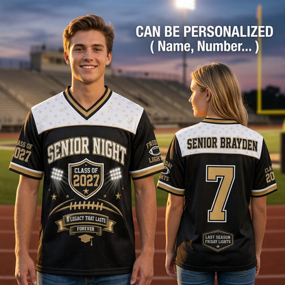 Personalized Senior Night Football Jersey Class of 2027 - Custom Name and Number High School Graduation Gift