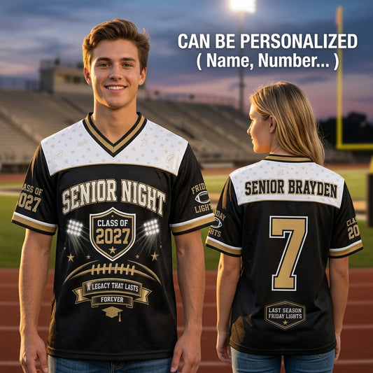 Personalized Senior Night Football Jersey Class of 2027 - Custom Name and Number High School Graduation Gift