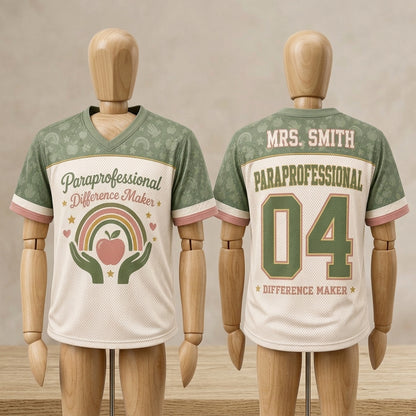 Personalized Paraprofessional Difference Maker Football Jersey - Custom Name Teacher Assistant Gift