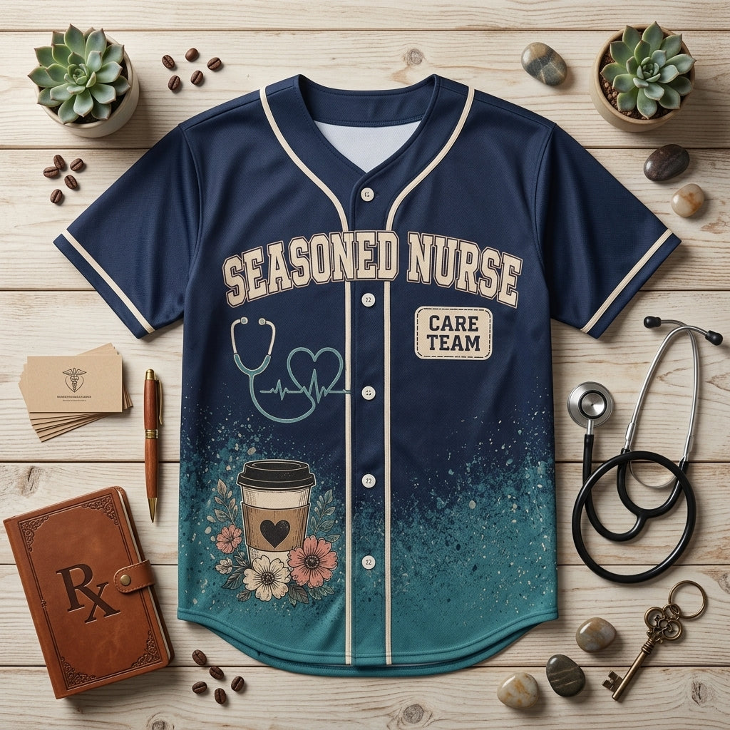 Personalized Seasoned Nurse Baseball Jersey - Still Saving Lives Custom Healthcare Professional Gift