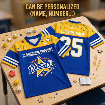 Personalized Classroom Support All-Star Football Jersey - Custom Teacher Shirt with Name & Number - football jersey product view 2