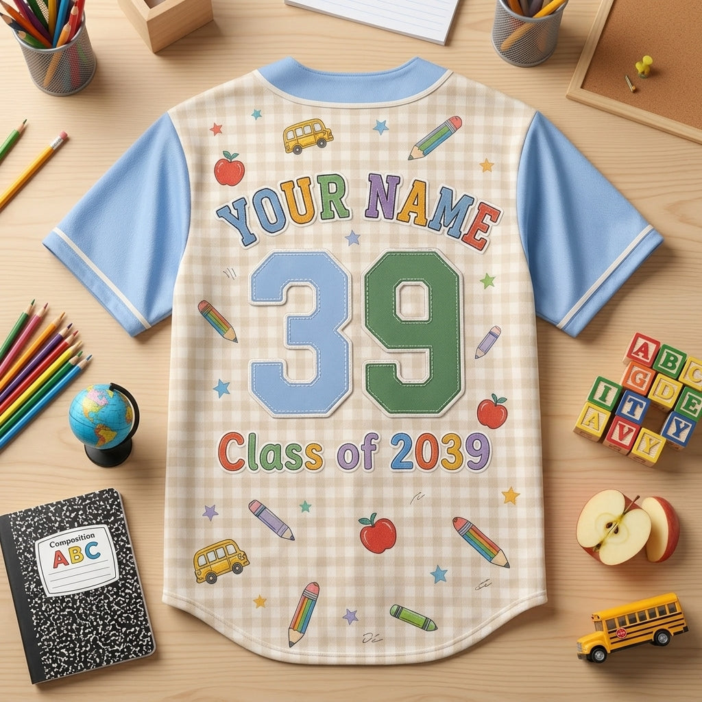 Personalized Hello Kinder Back to School Baseball Jersey - Custom Name & Number Kindergarten Shirt for Kids