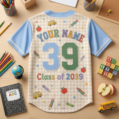 Personalized Hello Kinder Back to School Baseball Jersey - Custom Name & Number Kindergarten Shirt for Kids