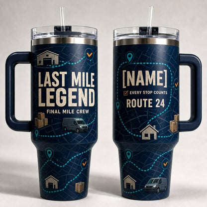 Personalized Last Mile Legend Delivery Driver 40oz Tumbler with Handle - Custom Name & Route