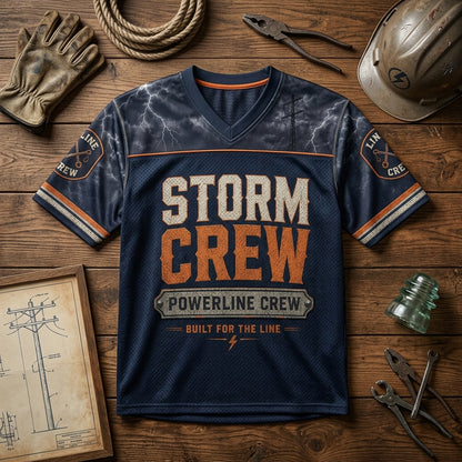 Personalized Storm Crew Powerline Lineman Football Jersey - Custom Name & Number Utility Worker Athletic Shirt