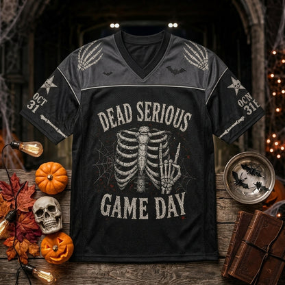 Personalized Dead Serious Game Day Halloween Football Jersey - Custom Name & Number Skeleton Mesh Jersey
