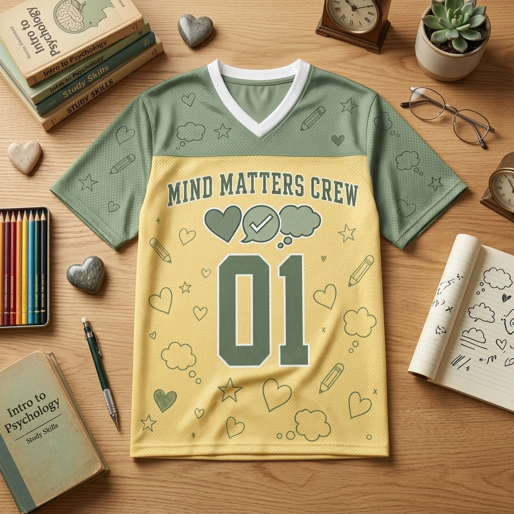 Personalized School Psychologist Mesh Football Jersey - Custom Mind Matters Crew Student Support Shirt