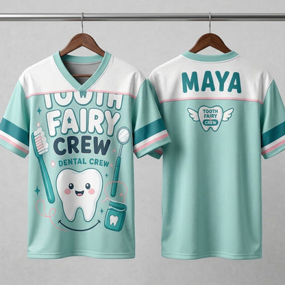 Personalized Tooth Fairy Crew Football Jersey - Custom Name Dental Assistant & Hygienist Mesh Team Shirt