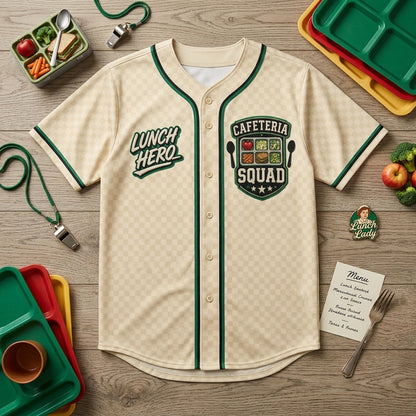 Personalized Lunch Hero Cafeteria Squad Baseball Jersey - Custom Name School Nutrition Staff Appreciation Gift