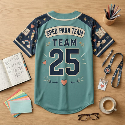 Personalized SPED Para Team Baseball Jersey - Custom IEP Support Crew Special Education School Staff Shirt