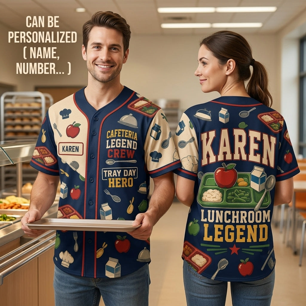 Personalized Lunchroom Legend Baseball Jersey - Custom Cafeteria Legend Crew School Staff Shirt