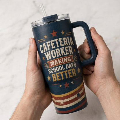 Personalized Lunchroom Legend 40oz Tumbler with Handle - Custom Cafeteria Worker Gift