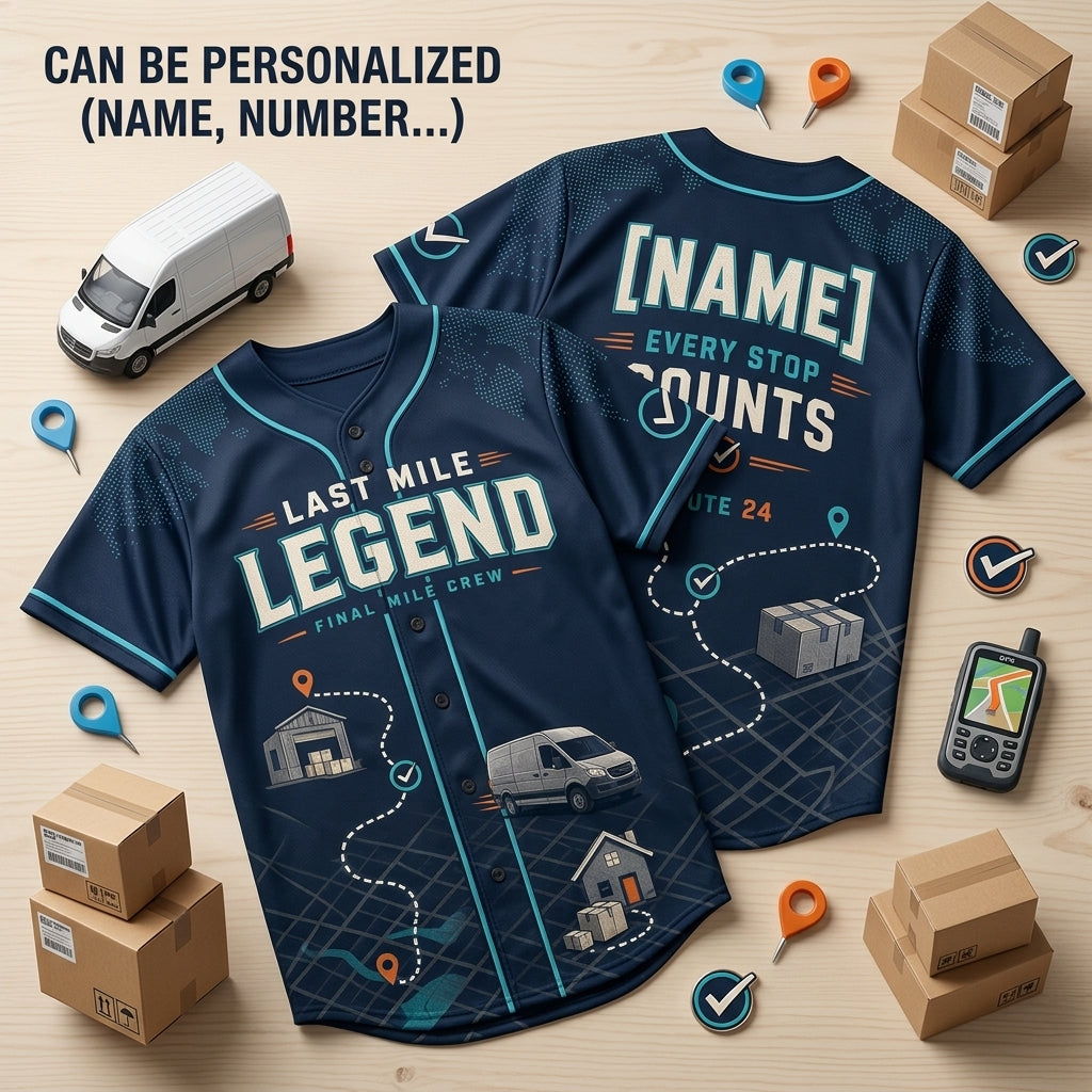 Personalized Last Mile Legend Baseball Jersey - Custom Name Delivery Driver Uniform for Couriers & Logistics Crew