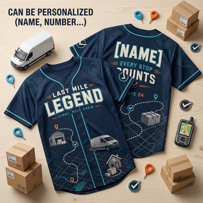 Personalized Last Mile Legend Baseball Jersey - Custom Name Delivery Driver Uniform for Couriers & Logistics Crew