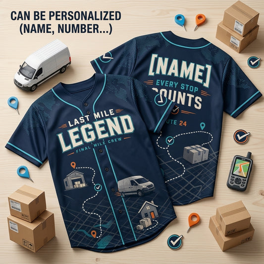 Personalized Last Mile Legend Baseball Jersey - Custom Name Delivery Driver Uniform for Couriers & Logistics Crew