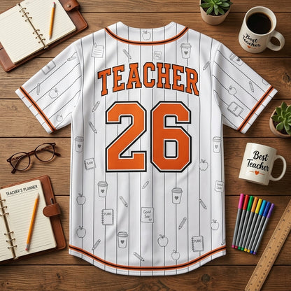 Personalized Teacher Mode Activated Baseball Jersey - Custom Name and Number Classroom Apparel