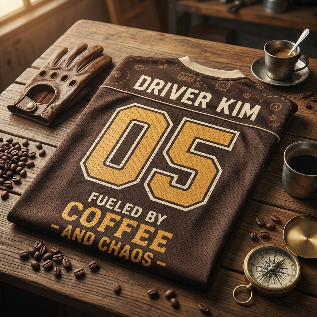 Personalized Route Fuel Squad Football Jersey - Custom Name and Number Coffee Lover Jersey for Drivers