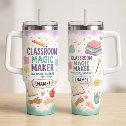 Personalized Classroom Magic Maker Paraprofessional 40oz Tumbler with Handle, Custom Name Gift product view 2