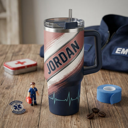 Personalized Paramedic Shift Fuel 40oz Tumbler with Handle, Custom Name EMT Gift for First Responders product view 3