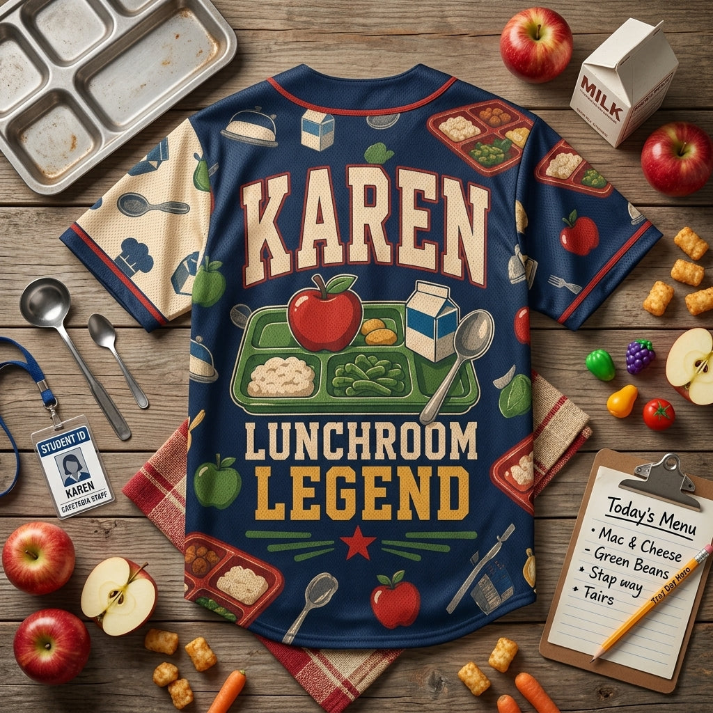 Personalized Lunchroom Legend Baseball Jersey - Custom Cafeteria Legend Crew School Staff Shirt