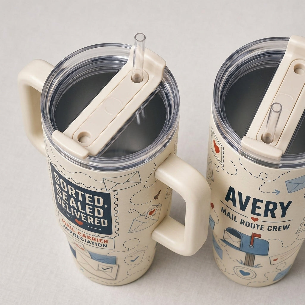 Personalized Mail Carrier Appreciation 40oz Tumbler with Handle - Custom Name Mail Route Crew Gift
