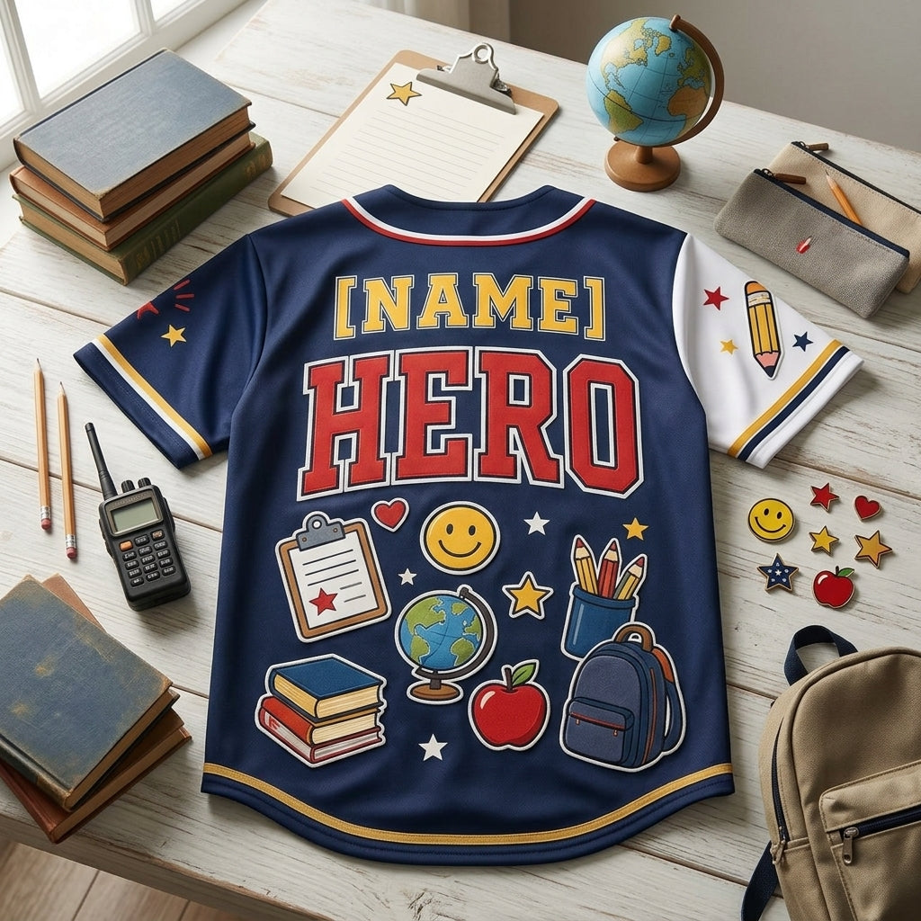 Personalized Para Squad Hero Baseball Jersey - Custom Name Gift for Paraprofessionals and Teacher Assistants