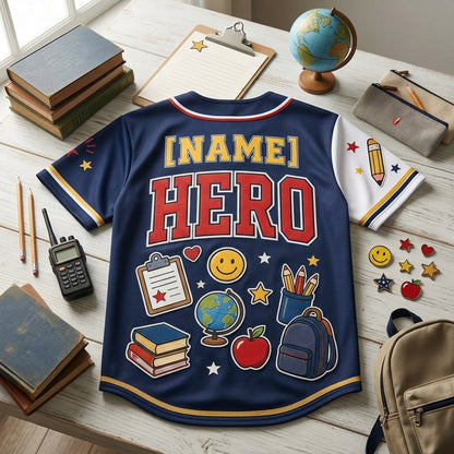 Personalized Para Squad Hero Baseball Jersey - Custom Name Gift for Paraprofessionals and Teacher Assistants