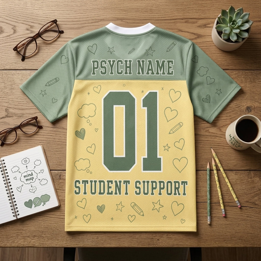 Personalized School Psychologist Mesh Football Jersey - Custom Mind Matters Crew Student Support Shirt