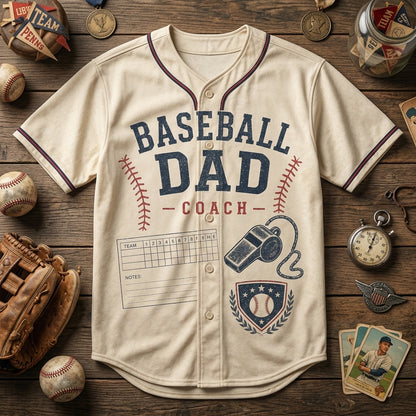 Personalized Baseball Dad Coach Jersey - Custom Name and Number Vintage Athletic Shirt for Men