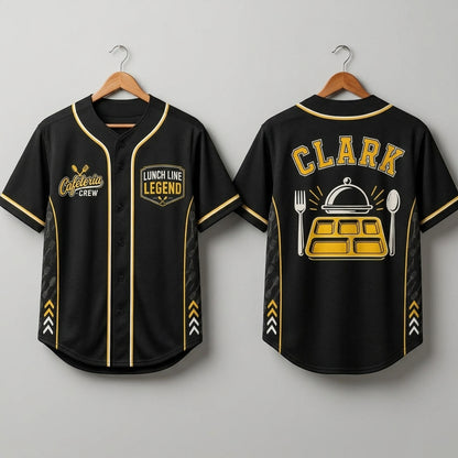 Personalized Cafeteria Crew Baseball Jersey - Custom Name Lunch Line Legend Staff Shirt